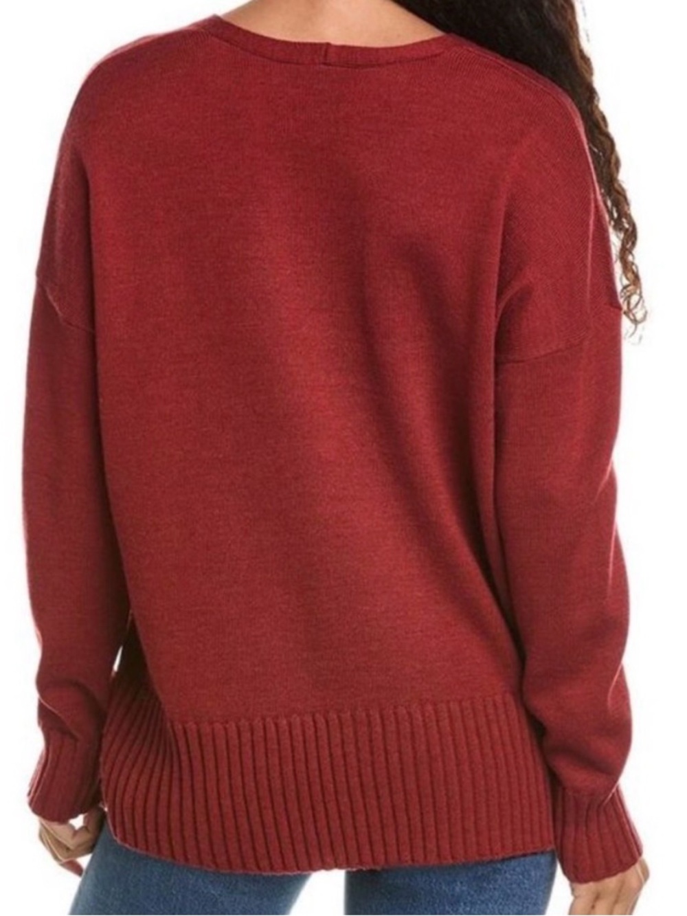 Eileen Fisher V-Neck Sweater in Rust Red - Picture 2 of 9